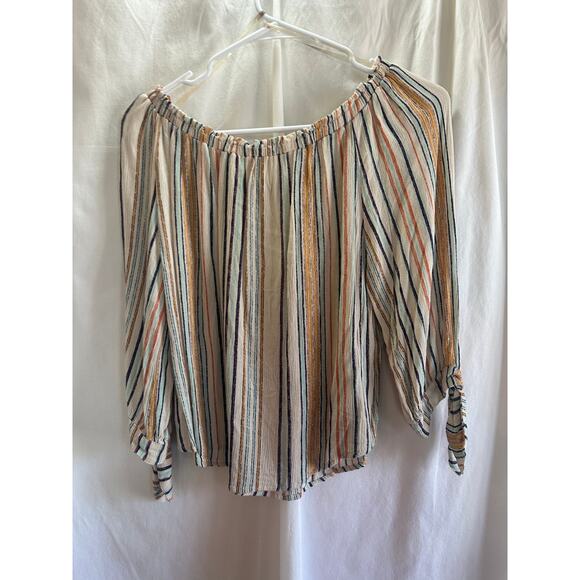 Jolt Striped Peasant Top Women’s Small Western Boho Tie Sleeve Blouse - Picture 5 of 5